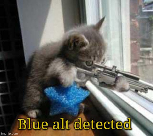 CatSniper | Blue alt detected | image tagged in catsniper | made w/ Imgflip meme maker