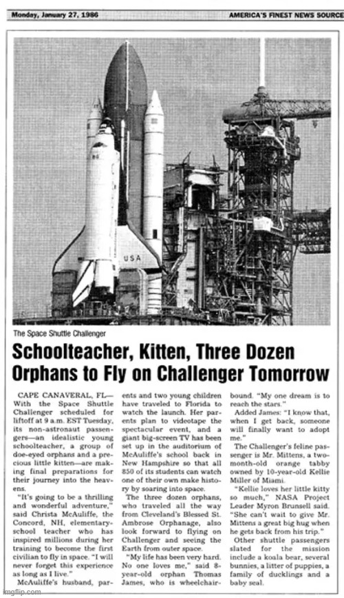 How wholesome (Although the shuttle in the picture is actually Columbia) | made w/ Imgflip meme maker