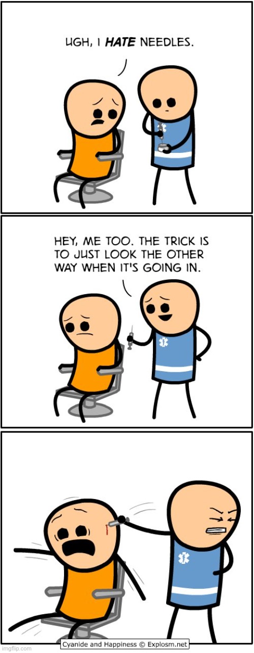 The needle | image tagged in needles,needle,cyanide and happiness,comics,comics/cartoons,comic | made w/ Imgflip meme maker