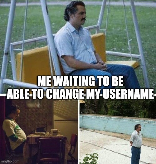 Me waiting for... | ME WAITING TO BE ABLE TO CHANGE MY USERNAME | image tagged in me waiting for | made w/ Imgflip meme maker