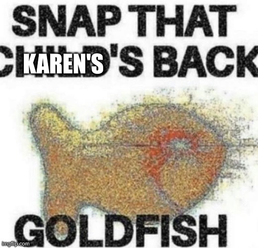 snap that child's back | KAREN'S | image tagged in snap that child's back | made w/ Imgflip meme maker