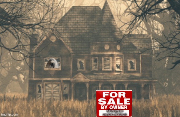 Stop asking if it's haunted! | All the ghosts are gone. Just buy it. | image tagged in on sale,haunted house,buy it now,low low price | made w/ Imgflip meme maker