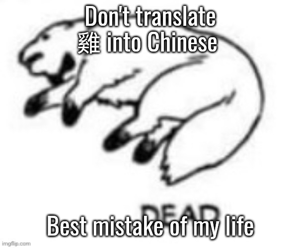 Don't translate 雞 into Chinese; Best mistake of my life | made w/ Imgflip meme maker