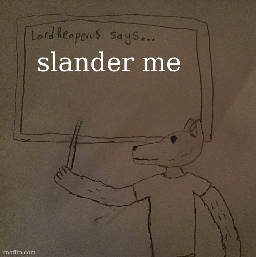i'll make the story i promised to make soon | slander me | image tagged in lordreaperus says | made w/ Imgflip meme maker
