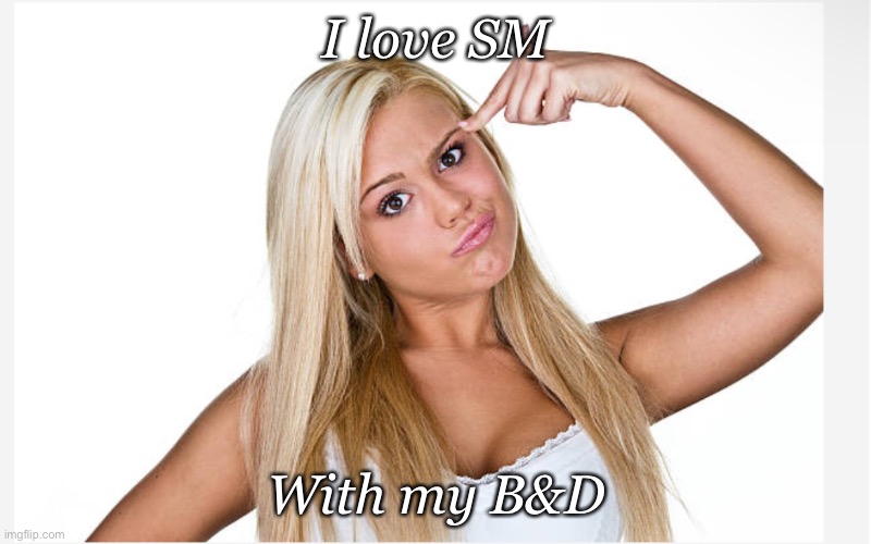 Dumb blonde | I love SM; With my B&D | image tagged in dumb blonde,bdsm,drill | made w/ Imgflip meme maker