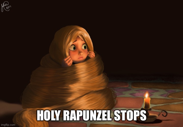 Reaction Rapunzel |  HOLY RAPUNZEL STOPS | image tagged in scared rapunzel,holy shit,holy rapunzel stops | made w/ Imgflip meme maker