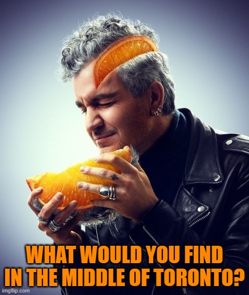 WHAT WOULD YOU FIND IN THE MIDDLE OF TORONTO? | image tagged in riddle | made w/ Imgflip meme maker