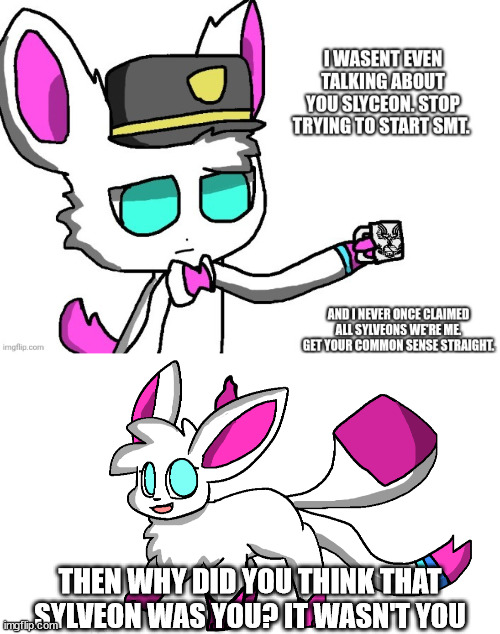 THEN WHY DID YOU THINK THAT SYLVEON WAS YOU? IT WASN'T YOU | image tagged in sylceon again | made w/ Imgflip meme maker