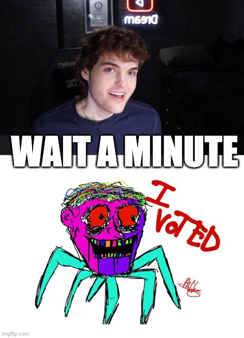 i recognize him | WAIT A MINUTE | image tagged in dream,minecraft,voting,i voted | made w/ Imgflip meme maker