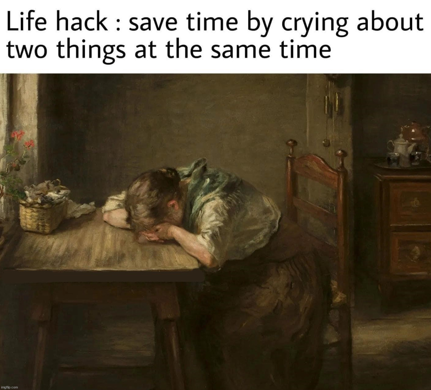 Crying | image tagged in life hack | made w/ Imgflip meme maker