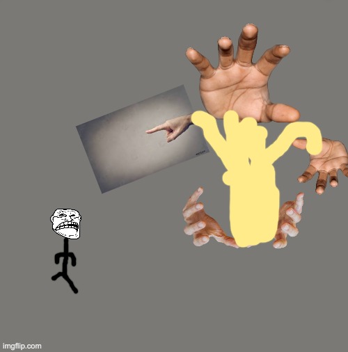 October 30 9999 the "Aphenphosmphobia" incdent | image tagged in gray background,hands,trollge,phobia | made w/ Imgflip meme maker
