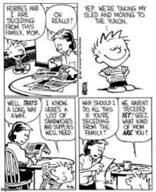 Calvin and hobbes #1 | image tagged in calvin and hobbes | made w/ Imgflip meme maker