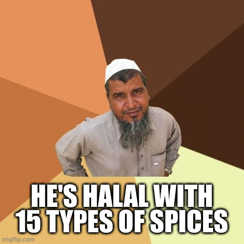 Ordinary Muslim Man Meme | HE'S HALAL WITH 15 TYPES OF SPICES | image tagged in memes,ordinary muslim man | made w/ Imgflip meme maker