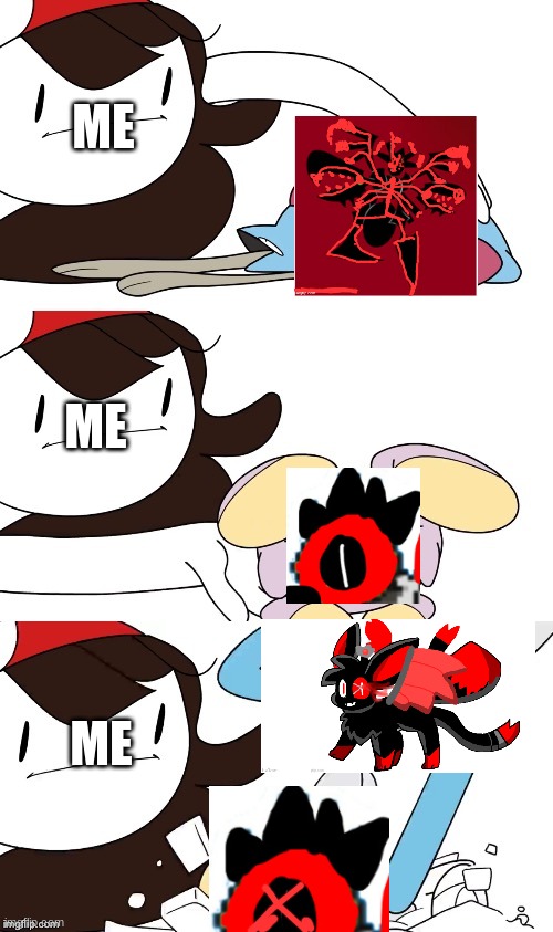 OOF | ME; ME; ME | image tagged in jaiden animations pokemon swap | made w/ Imgflip meme maker