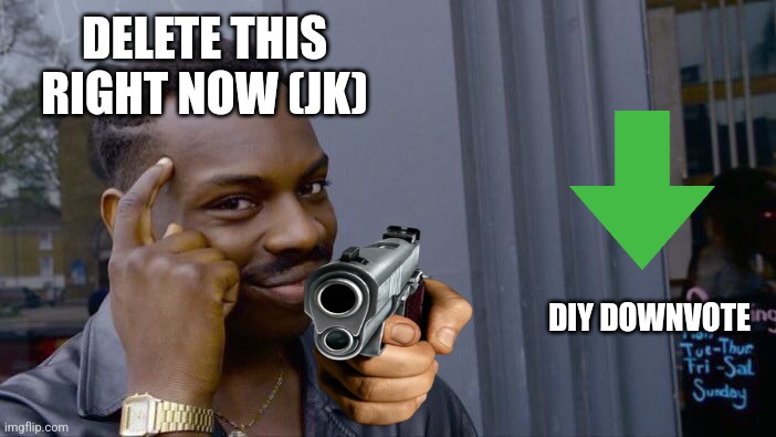 Roll Safe Think About It Meme | DELETE THIS RIGHT NOW (JK) DIY DOWNVOTE | image tagged in memes,roll safe think about it | made w/ Imgflip meme maker