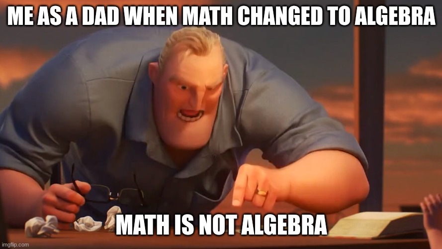 math is math | ME AS A DAD WHEN MATH CHANGED TO ALGEBRA; MATH IS NOT ALGEBRA | image tagged in math is math | made w/ Imgflip meme maker