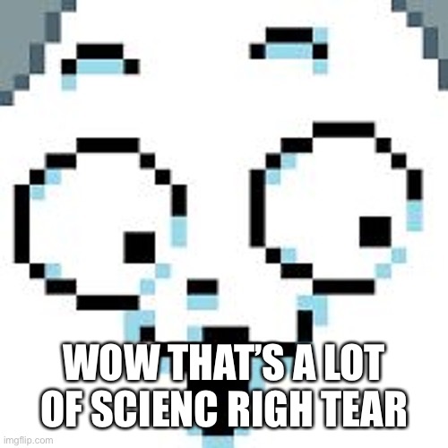 tEMMIE  | WOW THAT’S A LOT OF SCIENC RIGH TEAR | image tagged in temmie | made w/ Imgflip meme maker