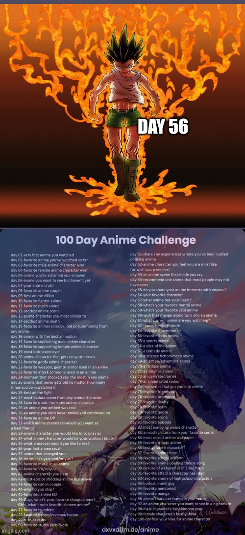 Gon | DAY 56 | image tagged in 100 day anime challenge,hunter x hunter | made w/ Imgflip meme maker