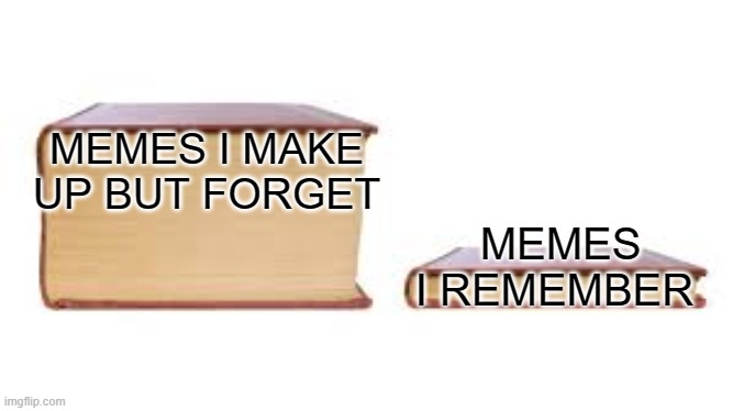 Big book small book | MEMES I MAKE UP BUT FORGET; MEMES I REMEMBER | image tagged in big book small book | made w/ Imgflip meme maker