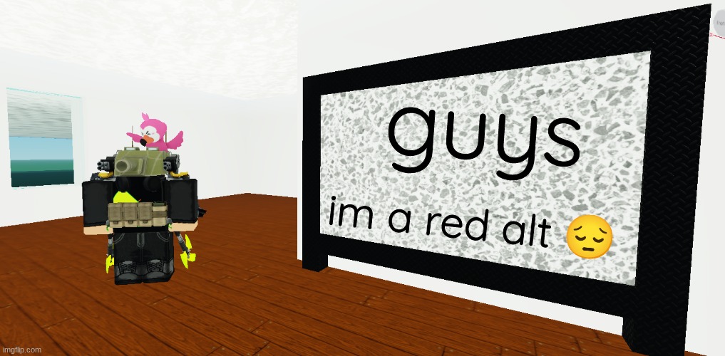 /j | guys; im a red alt 😔 | image tagged in mrbreakchain's announce temp 3 | made w/ Imgflip meme maker