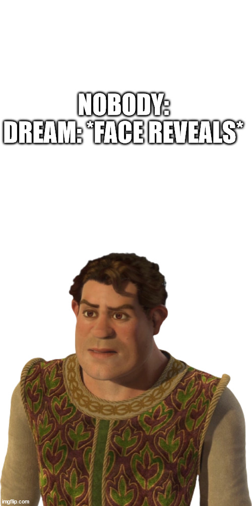 Didn't know Shrek played minecraft | NOBODY:
DREAM: *FACE REVEALS* | image tagged in memes,dreamsmp | made w/ Imgflip meme maker