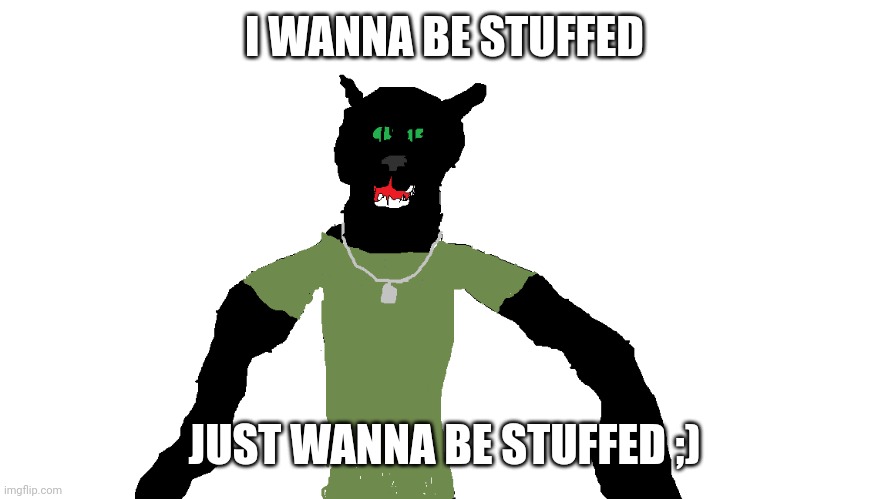 My panther fursona | I WANNA BE STUFFED; JUST WANNA BE STUFFED ;) | image tagged in my panther fursona | made w/ Imgflip meme maker