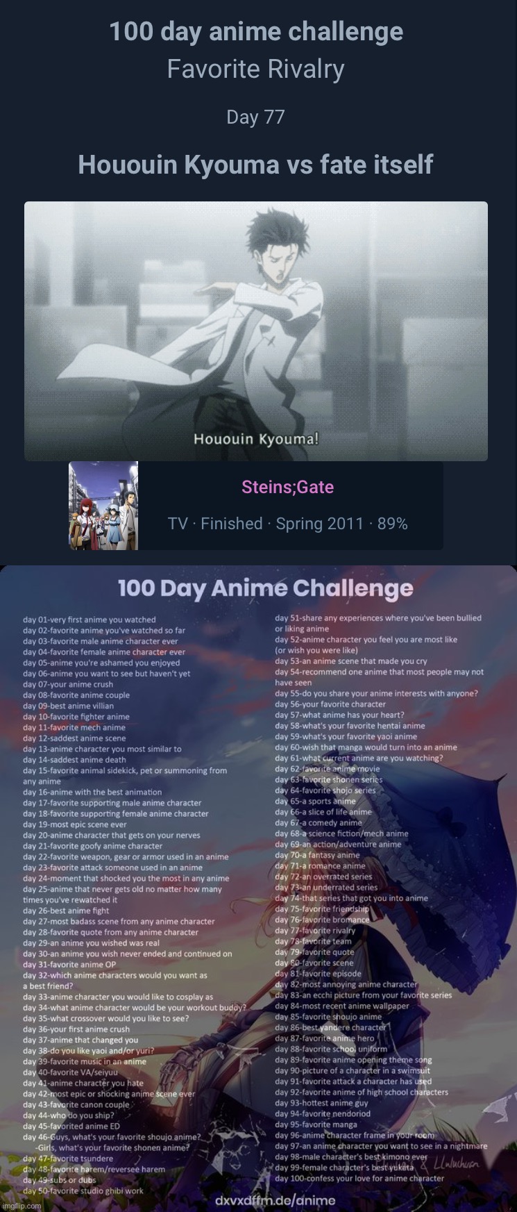 image tagged in 100 day anime challenge | made w/ Imgflip meme maker