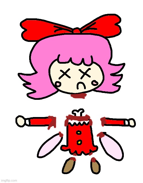 Ribbon gets her limbs and head chopped off | image tagged in kirby,gore,blood,funny,comics/cartoons,cute | made w/ Imgflip meme maker