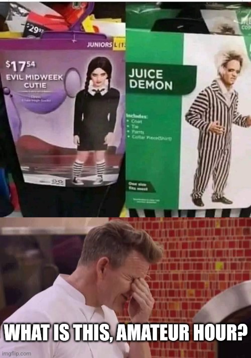 THE COSTUMES THESE DAYS | WHAT IS THIS, AMATEUR HOUR? | image tagged in disappointed chef ramsey,costumes,halloween,fail,spooktober | made w/ Imgflip meme maker