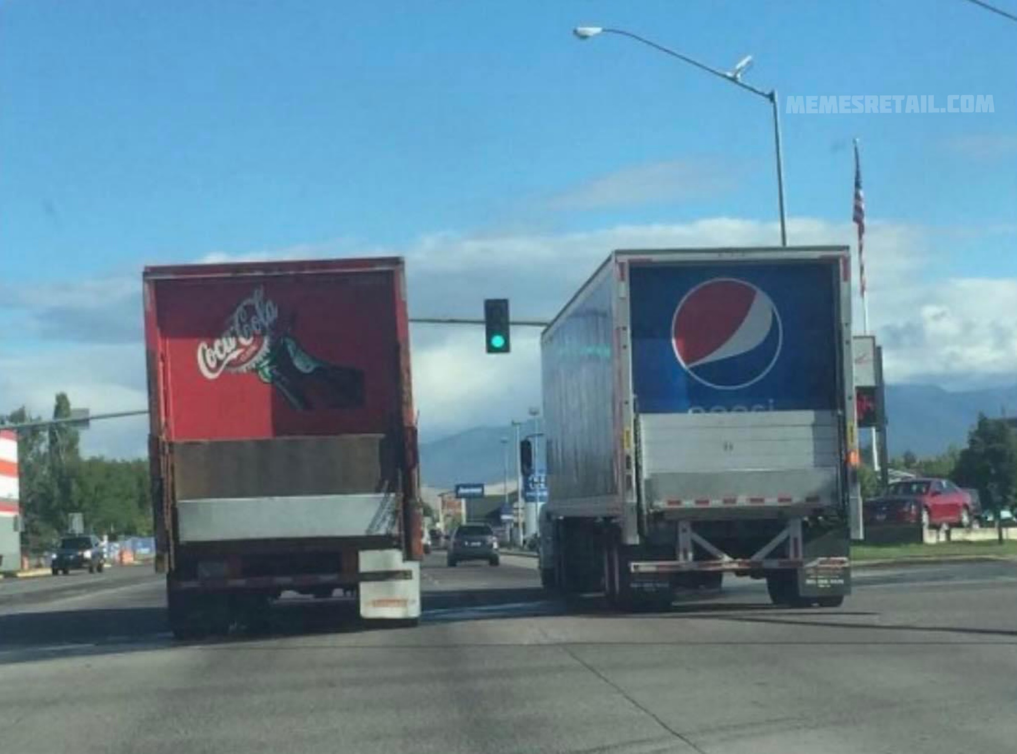 High Quality Coca Cola vs Pepsi truck Blank Meme Template