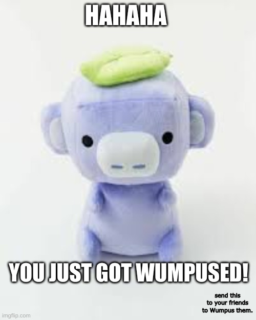 Send this to your friends to totally wumpus them | HAHAHA; YOU JUST GOT WUMPUSED! send this to your friends to Wumpus them. | image tagged in wumpused | made w/ Imgflip meme maker