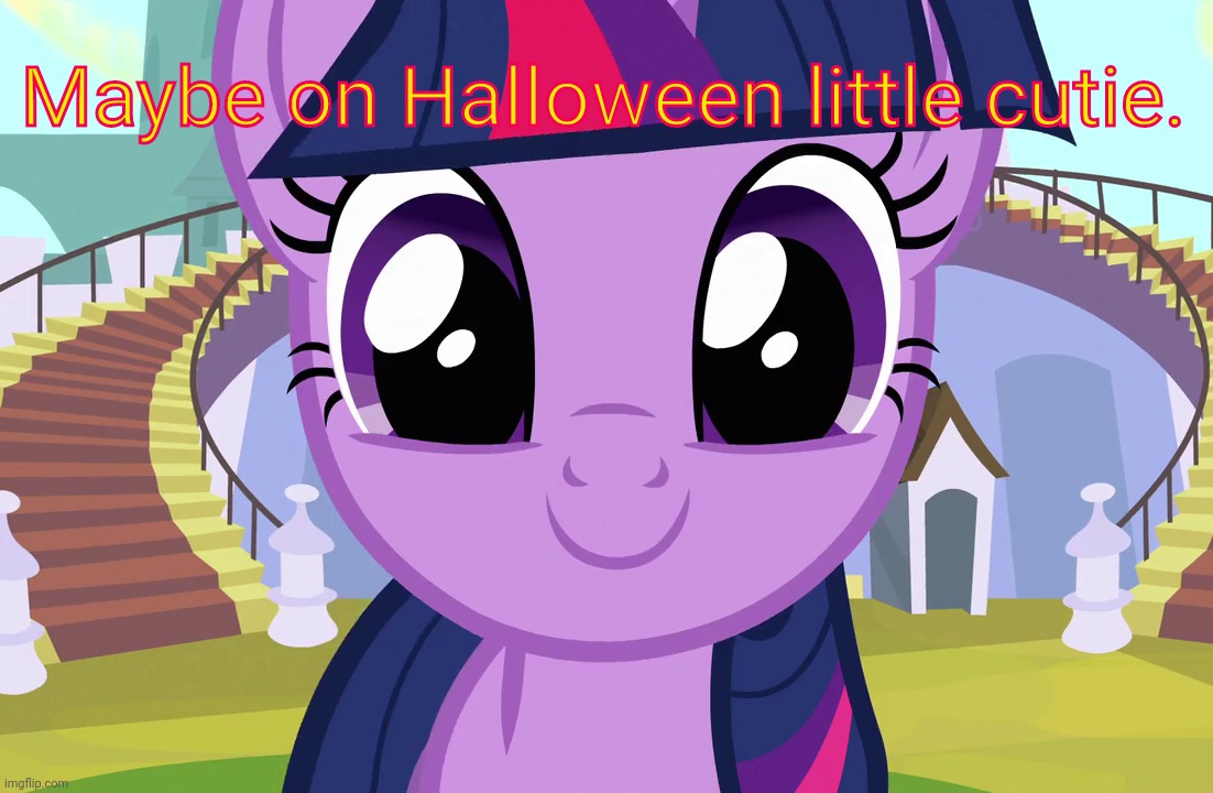 Cute Twilight Sparkle (MLP) | Maybe on Halloween little cutie. | image tagged in cute twilight sparkle mlp | made w/ Imgflip meme maker