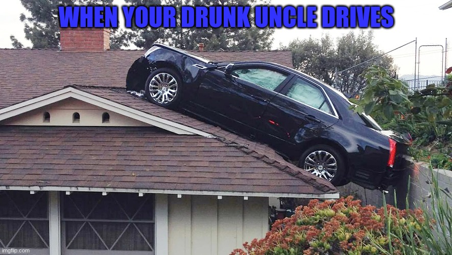 When your drunk uncle drives | WHEN YOUR DRUNK UNCLE DRIVES | image tagged in lol | made w/ Imgflip meme maker