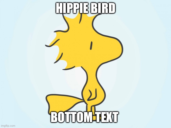 woodstock | HIPPIE BIRD; BOTTOM TEXT | image tagged in woodstock,peanuts | made w/ Imgflip meme maker