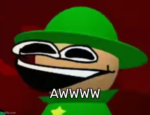 Bandu | AWWWW | image tagged in bandu but he's laughing his a s off | made w/ Imgflip meme maker