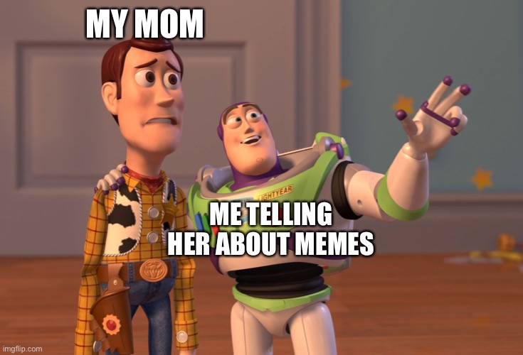 my mom vs memes | MY MOM; ME TELLING HER ABOUT MEMES | image tagged in memes,x x everywhere | made w/ Imgflip meme maker