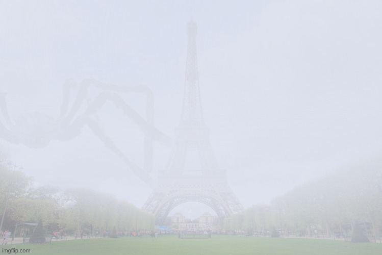 giant spider in the mist on paris | made w/ Imgflip meme maker