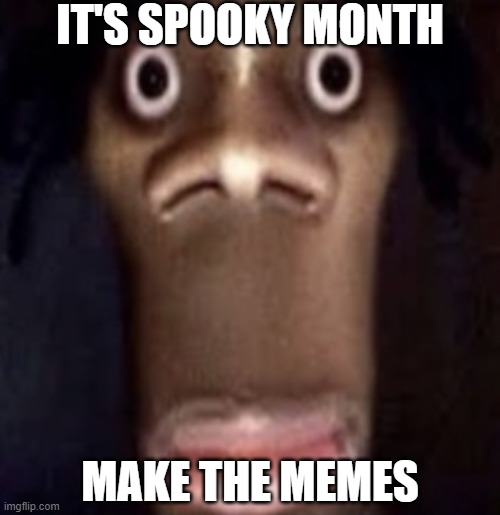 MAKE MEMES | IT'S SPOOKY MONTH; MAKE THE MEMES | image tagged in quandale dingle,memes,make them now,do it now | made w/ Imgflip meme maker