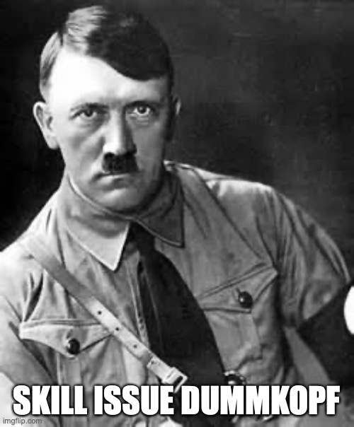 Adolf Hitler | SKILL ISSUE DUMMKOPF | image tagged in adolf hitler | made w/ Imgflip meme maker