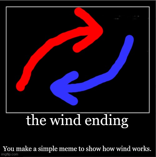 e | the wind ending; You make a simple meme to show how wind works. | image tagged in demotivational poster | made w/ Imgflip meme maker