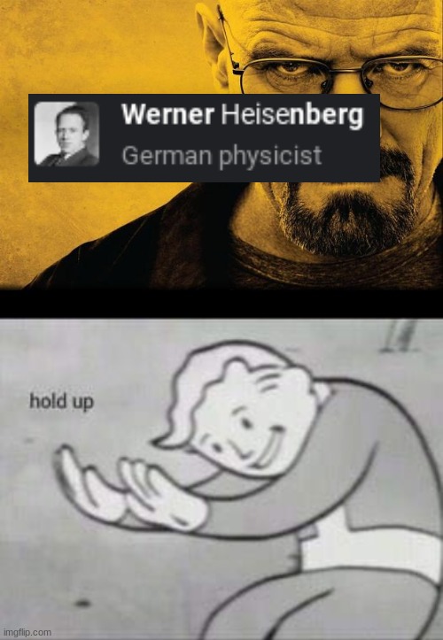 heisenberg is real!!!11!1111 | image tagged in breaking bad,fallout hold up | made w/ Imgflip meme maker