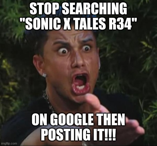 STOP!!! | STOP SEARCHING "SONIC X TALES R34"; ON GOOGLE THEN POSTING IT!!! | image tagged in memes,dj pauly d | made w/ Imgflip meme maker