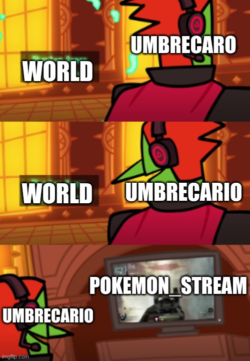 umbrecario | WORLD; UMBRECARO; UMBRECARIO; WORLD; POKEMON_STREAM; UMBRECARIO | image tagged in ganondorf game | made w/ Imgflip meme maker