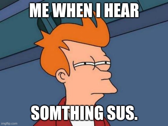 me pov | ME WHEN I HEAR; SOMTHING SUS. | image tagged in memes,futurama fry | made w/ Imgflip meme maker