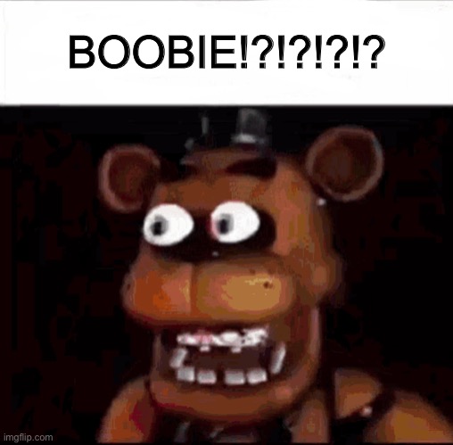 Shocked Freddy Fazbear | BOOBIE!?!?!?!? | image tagged in shocked freddy fazbear | made w/ Imgflip meme maker