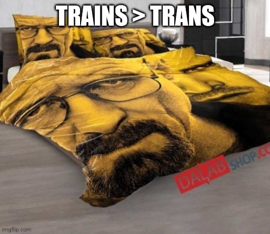 Breaking Bed | TRAINS > TRANS | image tagged in breaking bed | made w/ Imgflip meme maker