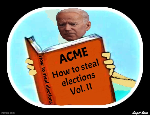 Template of Biden reading book | ACME; How to steal
elections
Vol. II; How  to  steal  elections; Angel Soto | image tagged in political humor,joe biden,acme,book,stealing,rigged elections | made w/ Imgflip meme maker