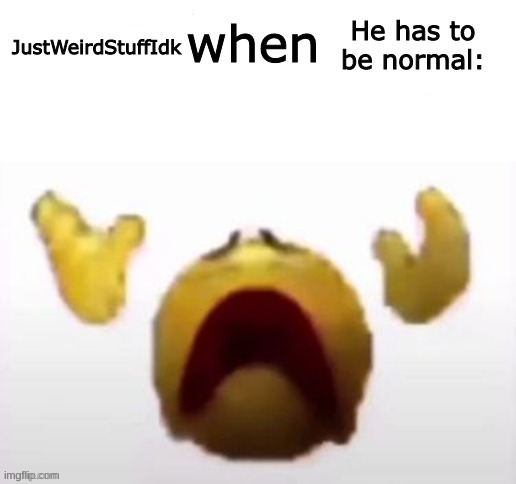 Weirdo | when; He has to be normal:; JustWeirdStuffIdk | made w/ Imgflip meme maker