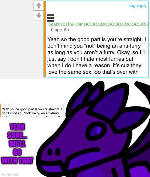 No one expects the straight furry to exist | YEAH SURE… WE’LL GO WITH THAT | made w/ Imgflip meme maker