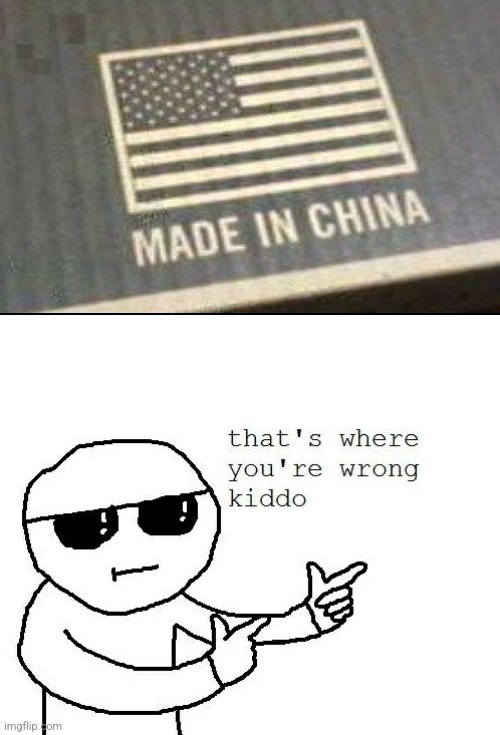 I'm sorry, what? | image tagged in that's where you're wrong kiddo,made in china,american flag,wtf | made w/ Imgflip meme maker